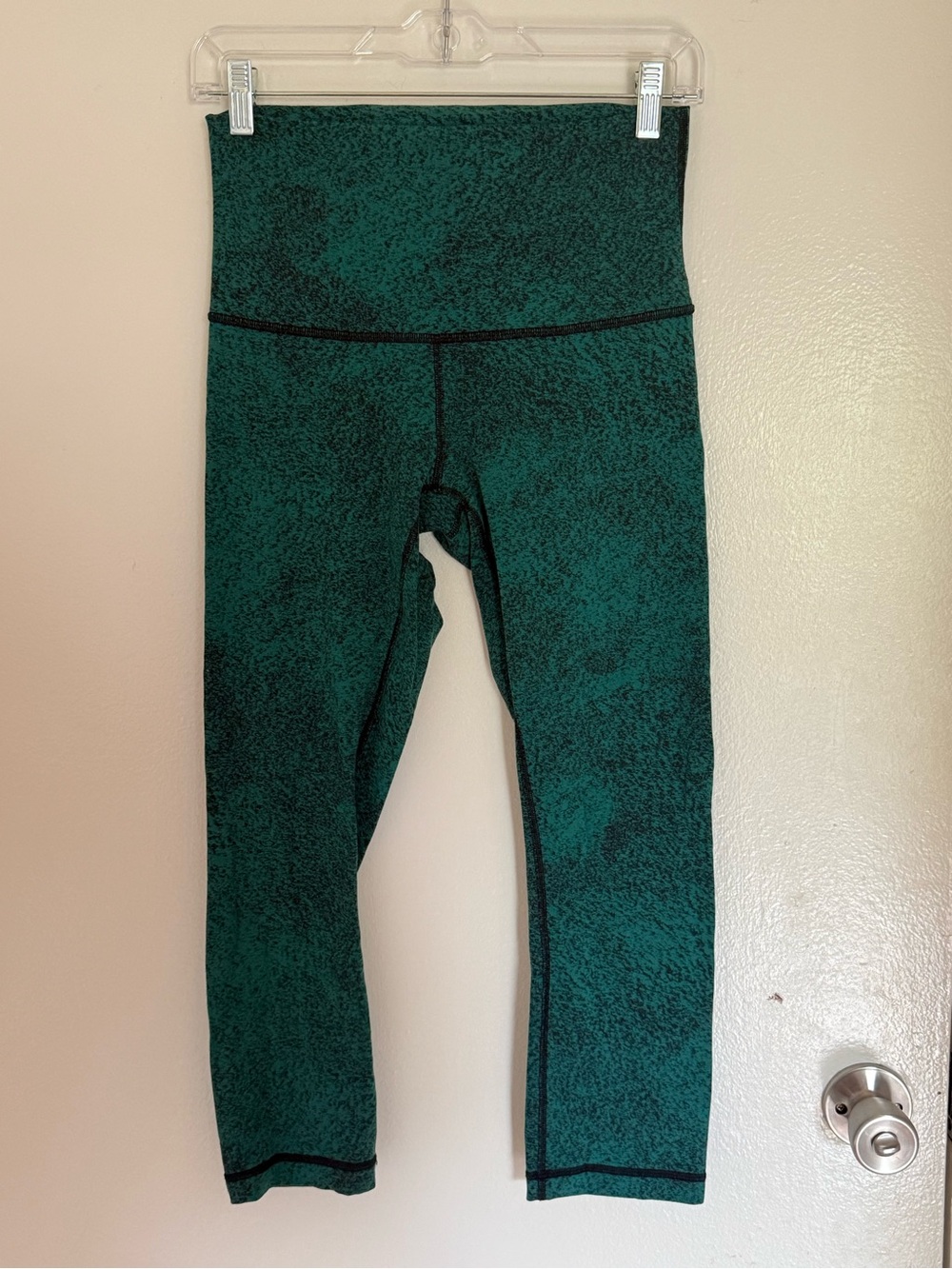 Lululemon Wunder Under Green Black Jacquard High Rise Leggings Pants Size 8
